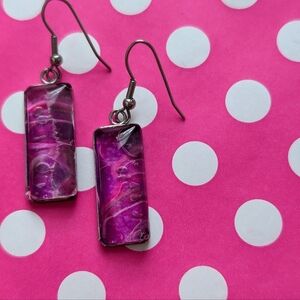 Magenta rectangle acrylic pour earrings